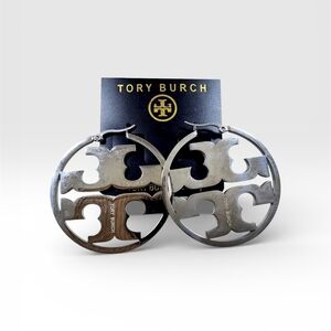 Tory Burch Metallic Logo Hoop Earrings